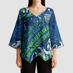 Personalized Canberra Raiders Rugby Kimono Sleeve Blouse Urban Street Graffiti Style - Distressed Splatter Elements