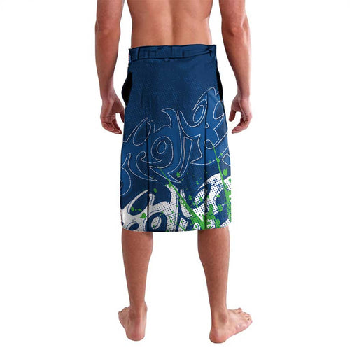 Personalized Canberra Raiders Rugby Lavalava Urban Street Graffiti Style - Distressed Splatter Elements