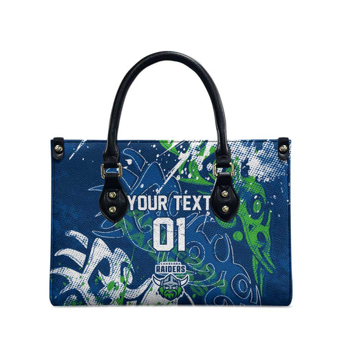Personalized Canberra Raiders Rugby Leather Bag Urban Street Graffiti Style - Distressed Splatter Elements