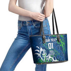 Personalized Canberra Raiders Rugby Leather Tote Bag Urban Street Graffiti Style - Distressed Splatter Elements