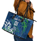 Personalized Canberra Raiders Rugby Leather Tote Bag Urban Street Graffiti Style - Distressed Splatter Elements