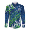 Personalized Canberra Raiders Rugby Long Sleeve Button Shirt Urban Street Graffiti Style - Distressed Splatter Elements