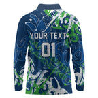 Personalized Canberra Raiders Rugby Long Sleeve Polo Shirt Urban Street Graffiti Style - Distressed Splatter Elements