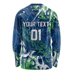 Personalized Canberra Raiders Rugby Long Sleeve Shirt Urban Street Graffiti Style - Distressed Splatter Elements