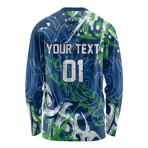 Personalized Canberra Raiders Rugby Long Sleeve Shirt Urban Street Graffiti Style - Distressed Splatter Elements