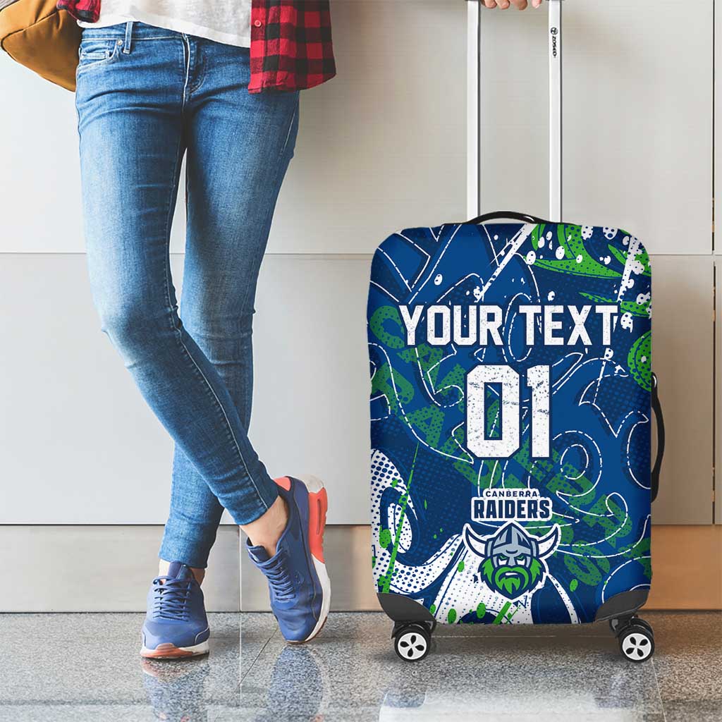 Personalized Canberra Raiders Rugby Luggage Cover Urban Street Graffiti Style - Distressed Splatter Elements