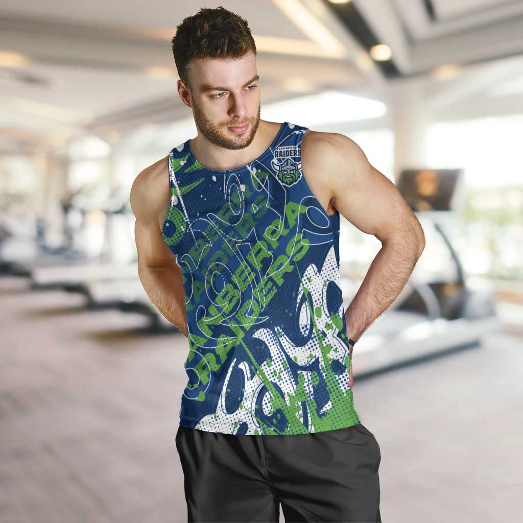 Personalized Canberra Raiders Rugby Men Tank Top Urban Street Graffiti Style - Distressed Splatter Elements