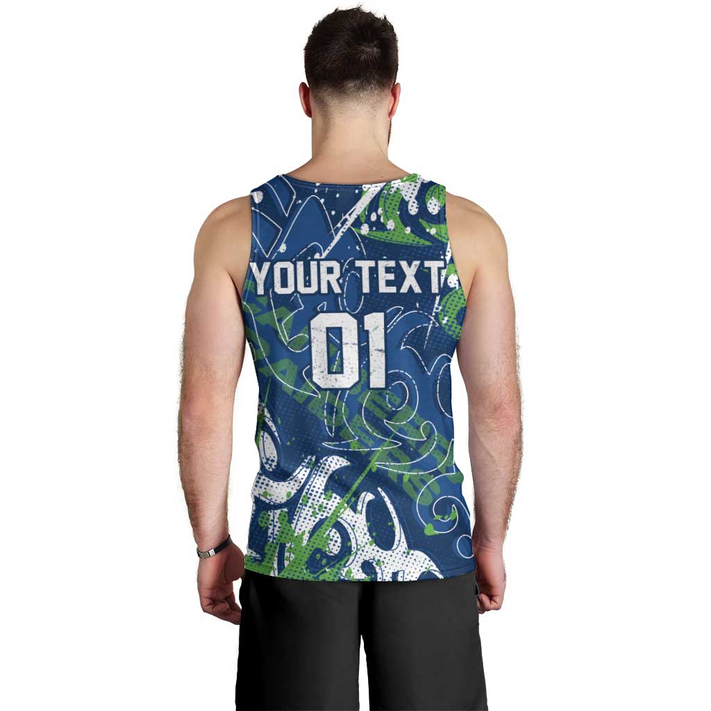 Personalized Canberra Raiders Rugby Men Tank Top Urban Street Graffiti Style - Distressed Splatter Elements