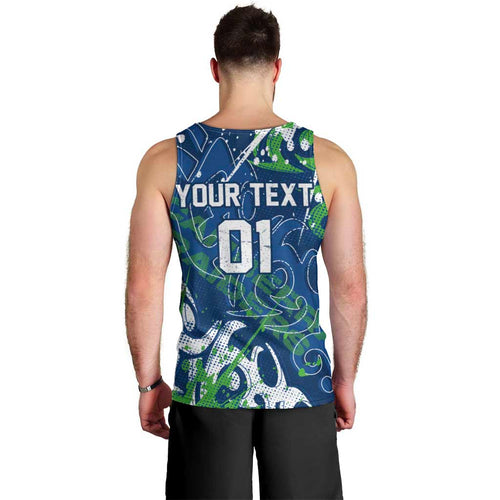 Personalized Canberra Raiders Rugby Men Tank Top Urban Street Graffiti Style - Distressed Splatter Elements