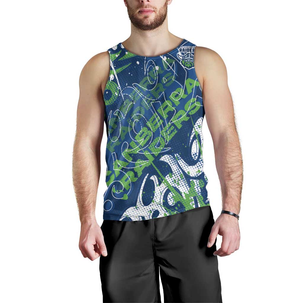 Personalized Canberra Raiders Rugby Men Tank Top Urban Street Graffiti Style - Distressed Splatter Elements