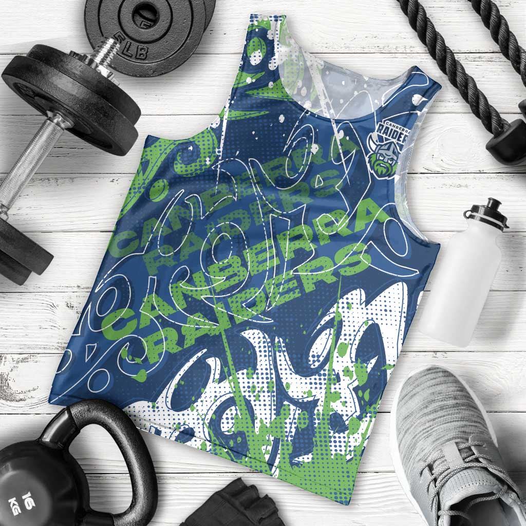 Personalized Canberra Raiders Rugby Men Tank Top Urban Street Graffiti Style - Distressed Splatter Elements