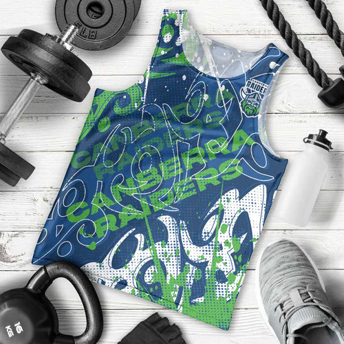 Personalized Canberra Raiders Rugby Men Tank Top Urban Street Graffiti Style - Distressed Splatter Elements