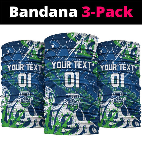 Personalized Canberra Raiders Rugby Neck Gaiter Urban Street Graffiti Style - Distressed Splatter Elements