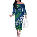 Personalized Canberra Raiders Rugby Off The Shoulder Long Sleeve Dress Urban Street Graffiti Style - Distressed Splatter Elements