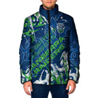 Personalized Canberra Raiders Rugby Padded Jacket Urban Street Graffiti Style - Distressed Splatter Elements