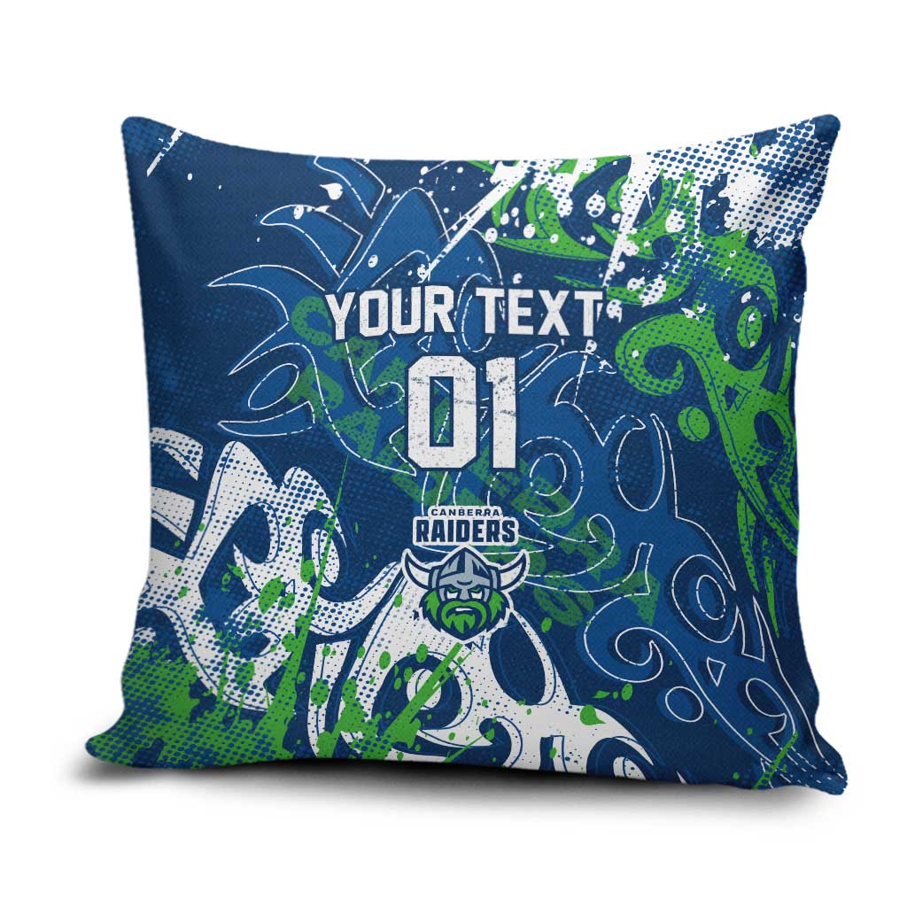 Personalized Canberra Raiders Rugby Pillow Cover Urban Street Graffiti Style - Distressed Splatter Elements