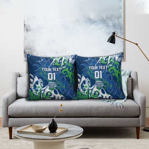 Personalized Canberra Raiders Rugby Pillow Cover Urban Street Graffiti Style - Distressed Splatter Elements