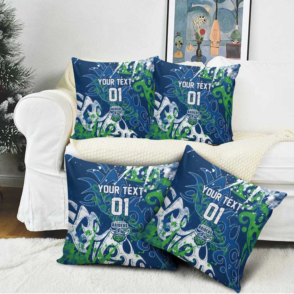 Personalized Canberra Raiders Rugby Pillow Cover Urban Street Graffiti Style - Distressed Splatter Elements