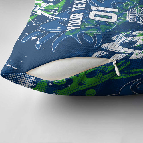 Personalized Canberra Raiders Rugby Pillow Cover Urban Street Graffiti Style - Distressed Splatter Elements