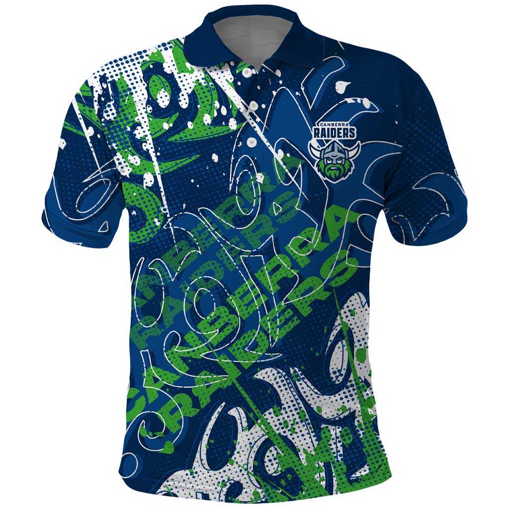 Personalized Canberra Raiders Rugby Polo Shirt Urban Street Graffiti Style - Distressed Splatter Elements