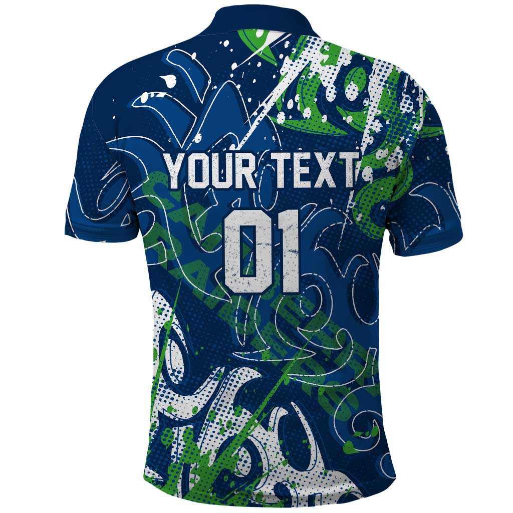 Personalized Canberra Raiders Rugby Polo Shirt Urban Street Graffiti Style - Distressed Splatter Elements