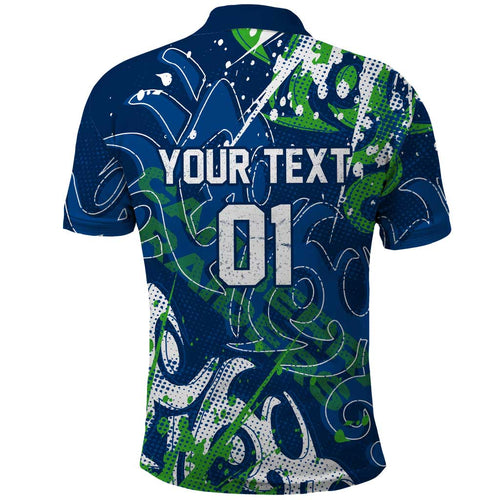 Personalized Canberra Raiders Rugby Polo Shirt Urban Street Graffiti Style - Distressed Splatter Elements
