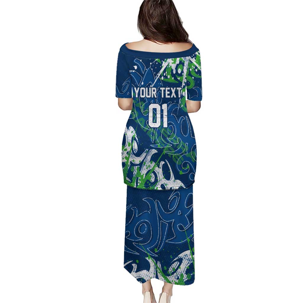 Personalized Canberra Raiders Rugby Puletasi Urban Street Graffiti Style - Distressed Splatter Elements