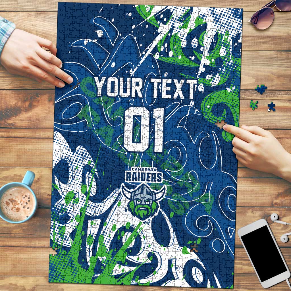 Personalized Canberra Raiders Rugby Puzzle Urban Street Graffiti Style - Distressed Splatter Elements