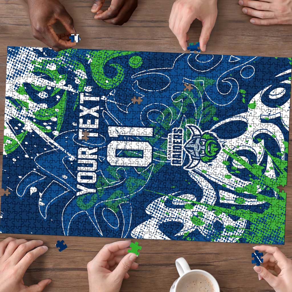 Personalized Canberra Raiders Rugby Puzzle Urban Street Graffiti Style - Distressed Splatter Elements