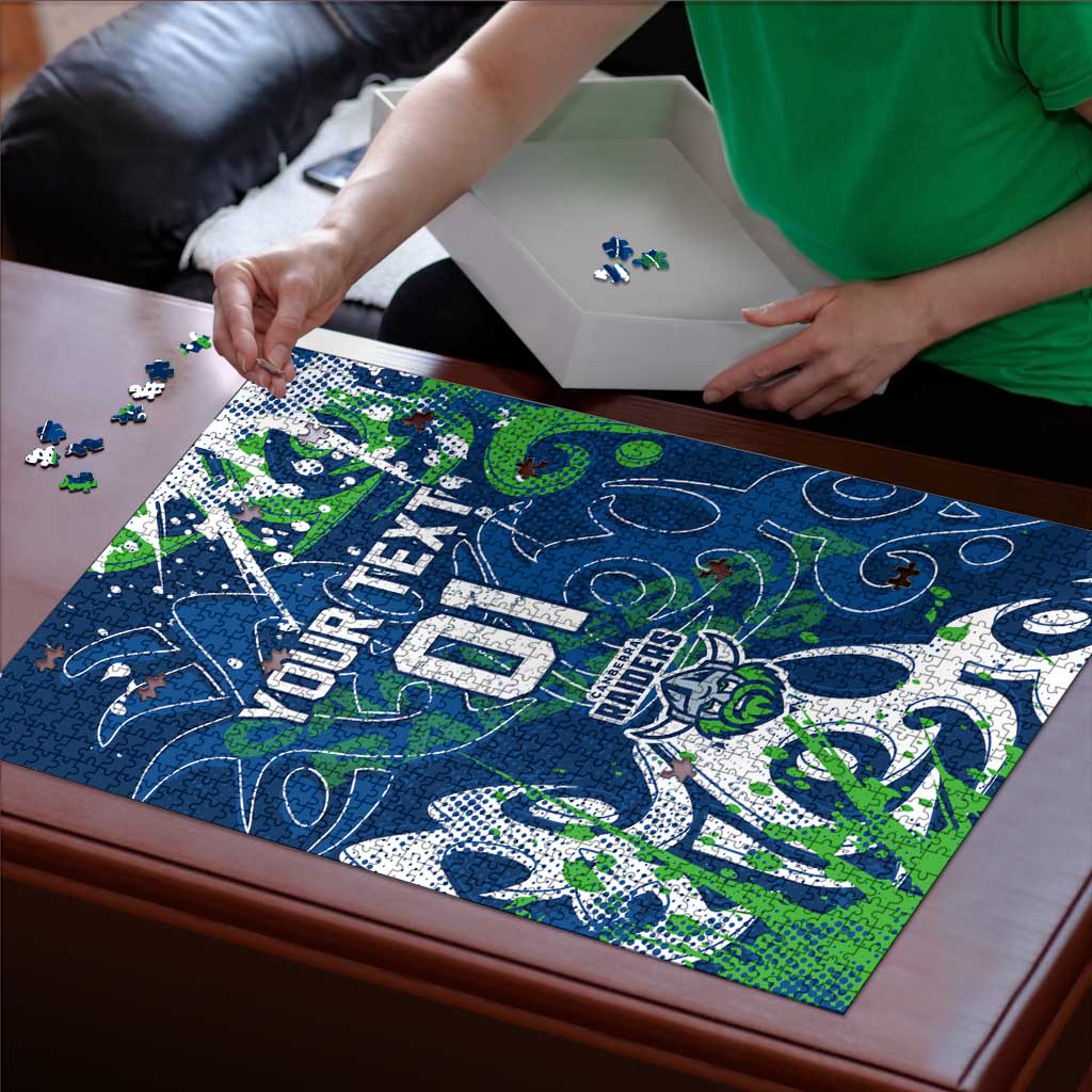 Personalized Canberra Raiders Rugby Puzzle Urban Street Graffiti Style - Distressed Splatter Elements