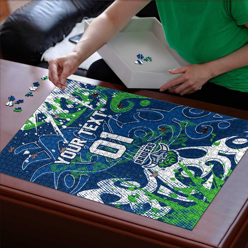 Personalized Canberra Raiders Rugby Puzzle Urban Street Graffiti Style - Distressed Splatter Elements
