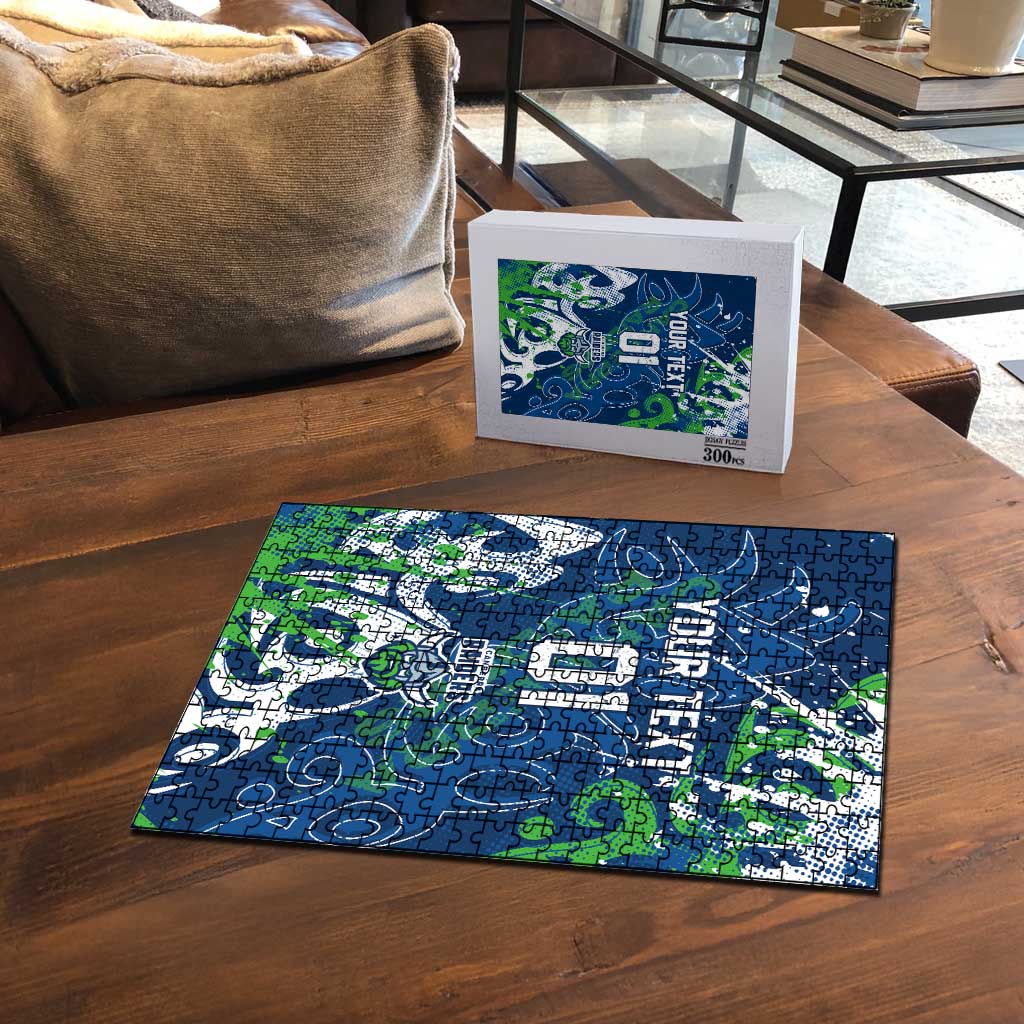 Personalized Canberra Raiders Rugby Puzzle Urban Street Graffiti Style - Distressed Splatter Elements