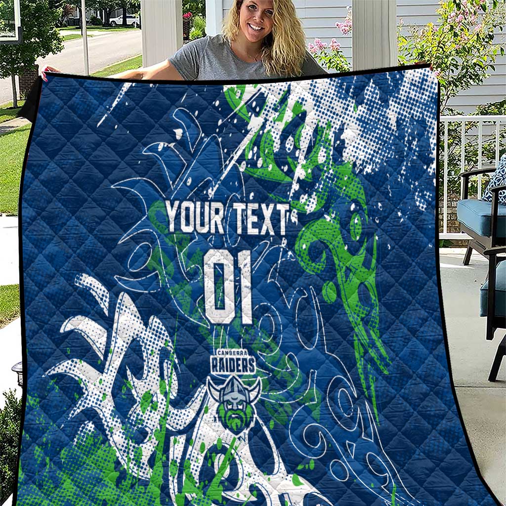 Personalized Canberra Raiders Rugby Quilt Urban Street Graffiti Style - Distressed Splatter Elements