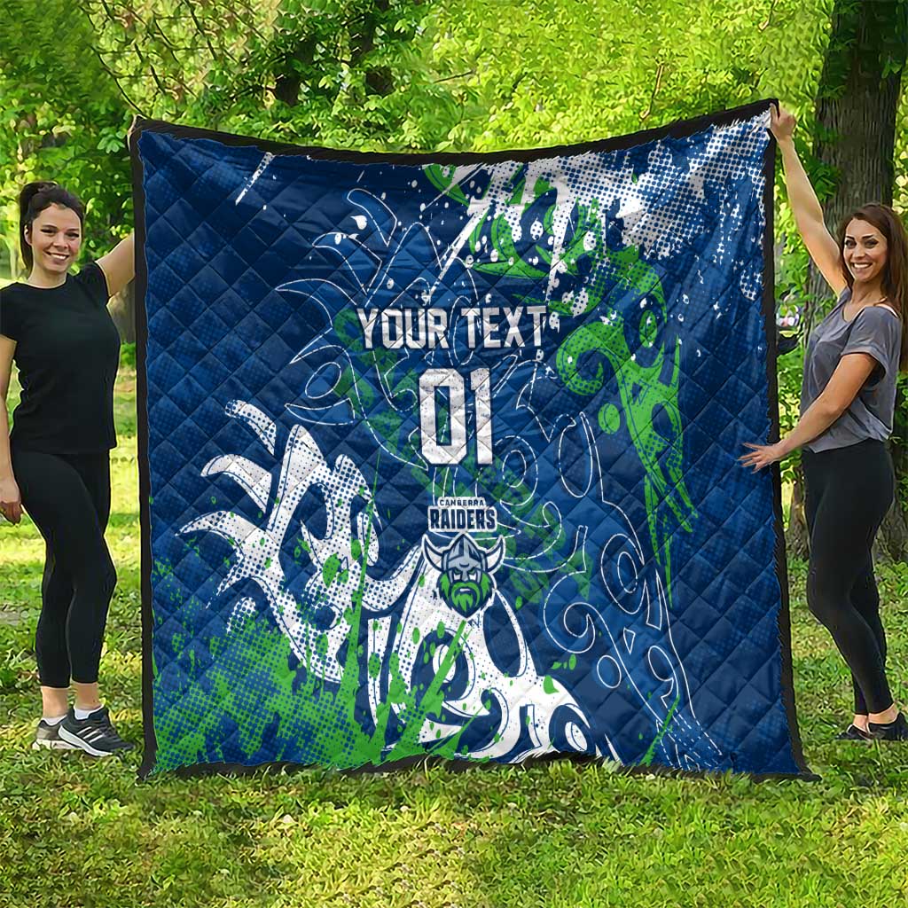 Personalized Canberra Raiders Rugby Quilt Urban Street Graffiti Style - Distressed Splatter Elements