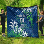 Personalized Canberra Raiders Rugby Quilt Urban Street Graffiti Style - Distressed Splatter Elements