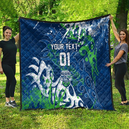 Personalized Canberra Raiders Rugby Quilt Urban Street Graffiti Style - Distressed Splatter Elements