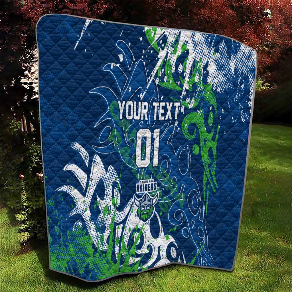 Personalized Canberra Raiders Rugby Quilt Urban Street Graffiti Style - Distressed Splatter Elements