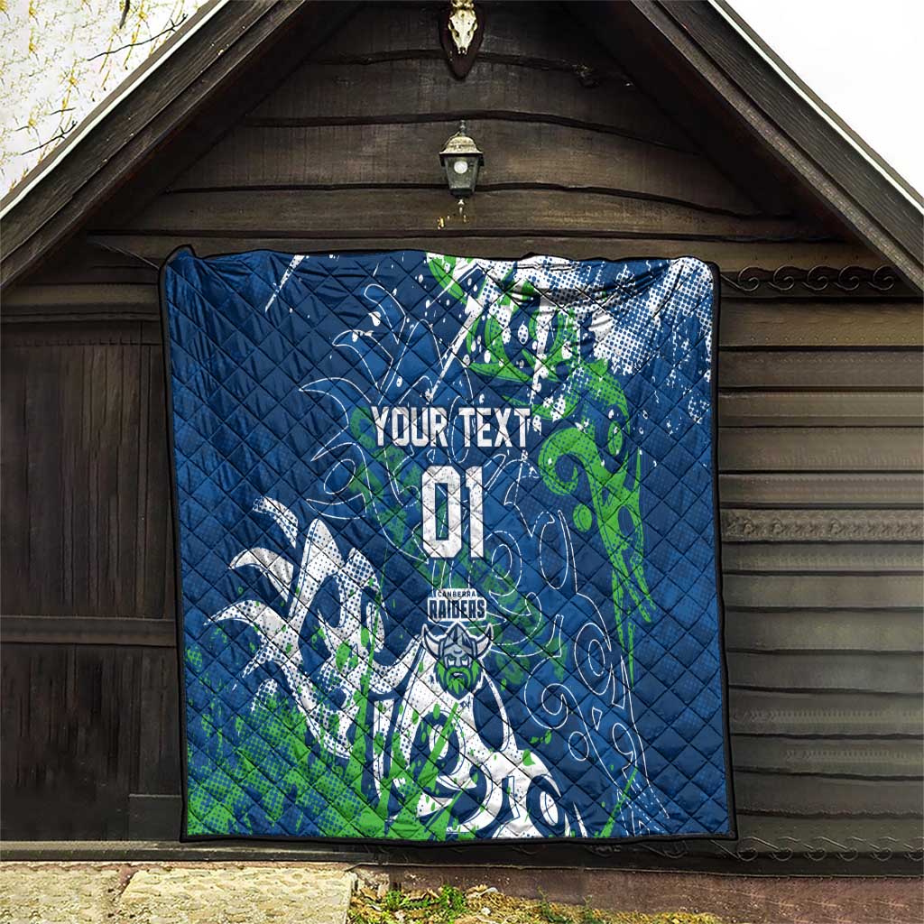 Personalized Canberra Raiders Rugby Quilt Urban Street Graffiti Style - Distressed Splatter Elements