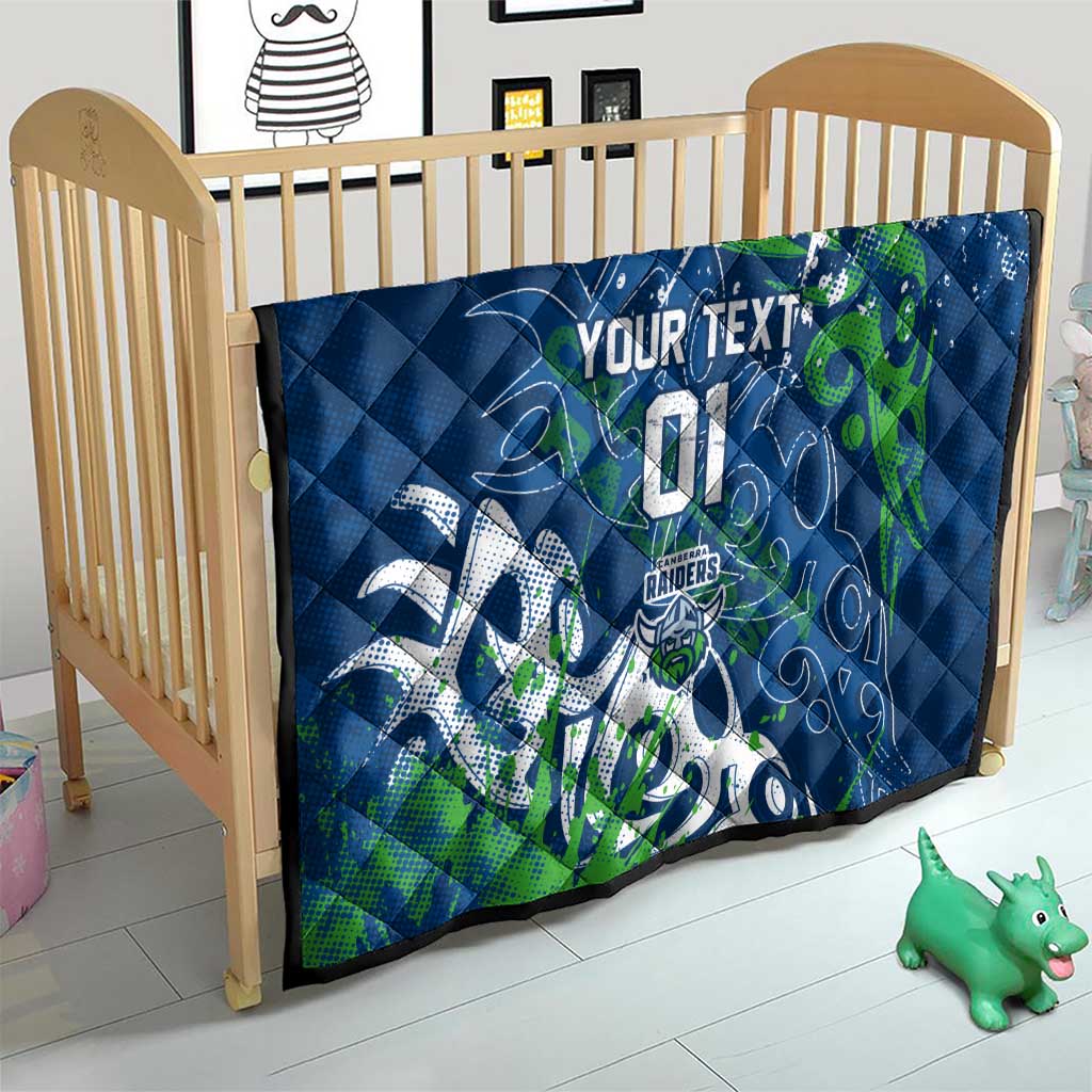 Personalized Canberra Raiders Rugby Quilt Urban Street Graffiti Style - Distressed Splatter Elements