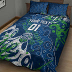 Personalized Canberra Raiders Rugby Quilt Bed Set Urban Street Graffiti Style - Distressed Splatter Elements