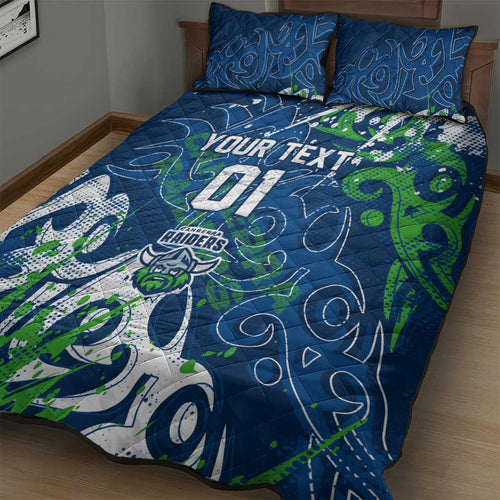 Personalized Canberra Raiders Rugby Quilt Bed Set Urban Street Graffiti Style - Distressed Splatter Elements