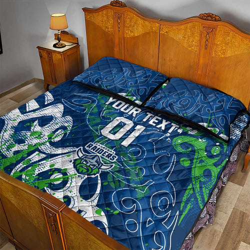 Personalized Canberra Raiders Rugby Quilt Bed Set Urban Street Graffiti Style - Distressed Splatter Elements
