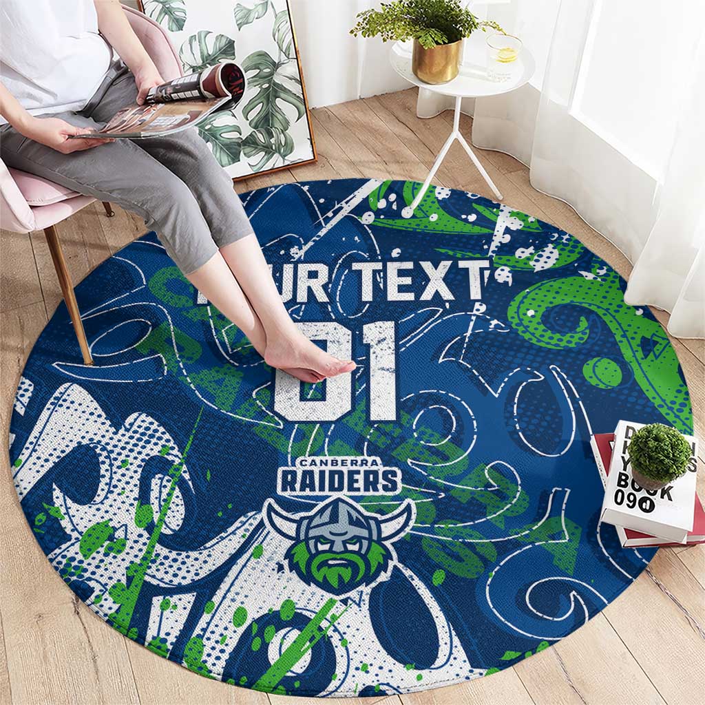 Personalized Canberra Raiders Rugby Round Carpet Urban Street Graffiti Style - Distressed Splatter Elements
