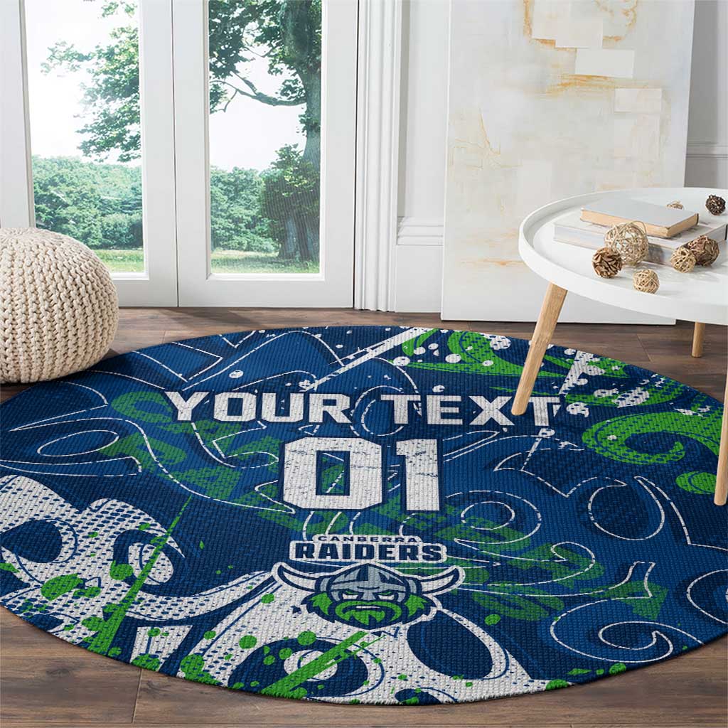 Personalized Canberra Raiders Rugby Round Carpet Urban Street Graffiti Style - Distressed Splatter Elements