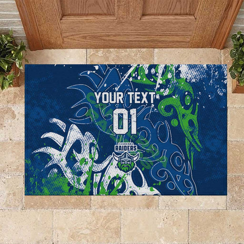 Personalized Canberra Raiders Rugby Rubber Doormat Urban Street Graffiti Style - Distressed Splatter Elements