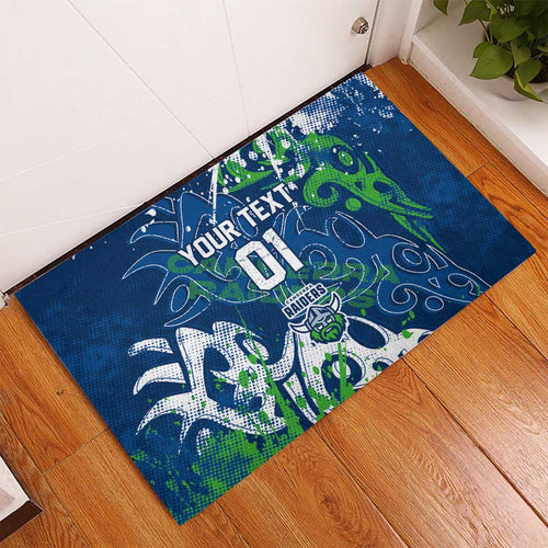 Personalized Canberra Raiders Rugby Rubber Doormat Urban Street Graffiti Style - Distressed Splatter Elements