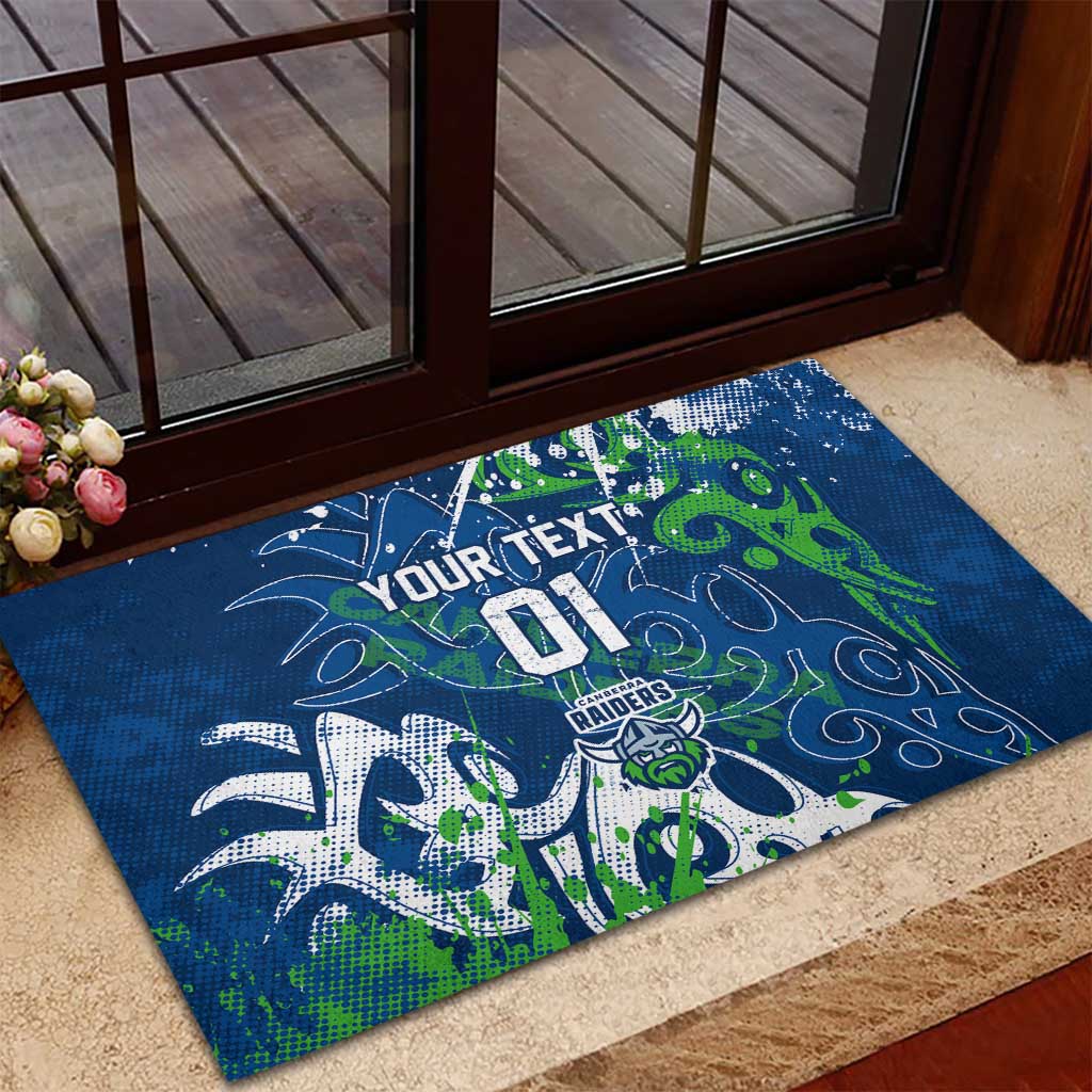 Personalized Canberra Raiders Rugby Rubber Doormat Urban Street Graffiti Style - Distressed Splatter Elements