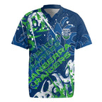 Personalized Canberra Raiders Rugby Rugby Jersey Urban Street Graffiti Style - Distressed Splatter Elements