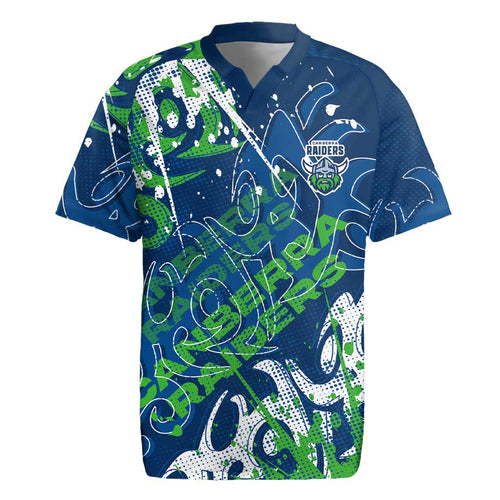 Personalized Canberra Raiders Rugby Rugby Jersey Urban Street Graffiti Style - Distressed Splatter Elements
