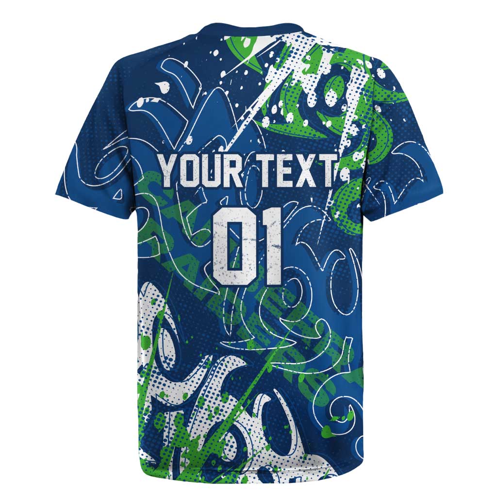 Personalized Canberra Raiders Rugby Rugby Jersey Urban Street Graffiti Style - Distressed Splatter Elements